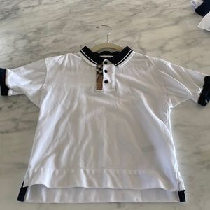 Boys White Burberry Polo with buttons. Never worn
